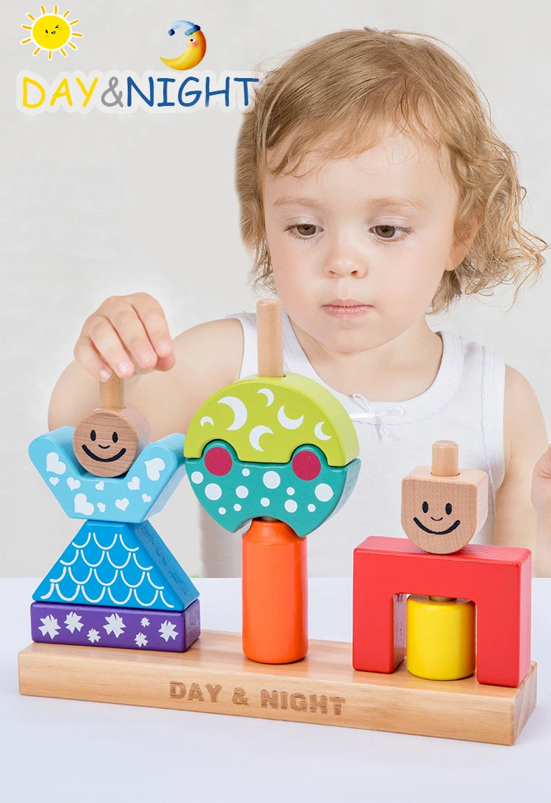 The New Sun and Moon Day and Night Children s Multi functional Building Blocks Scenario Education 4