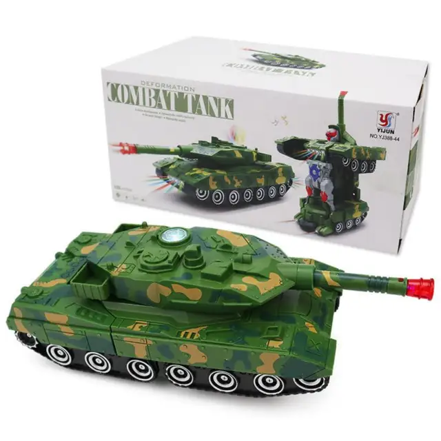 Kids Electric Deformation Robots Combat Tank Toy Flashing Led Light Music Car Boy Gift Toy Electric Universal Wheel Vehicles New 6