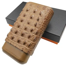 LUBINSKI крокодиловый кожаный портсигар дорожный держатель Humidor 3 Трубки слива тиснение ремесло для хранения табака