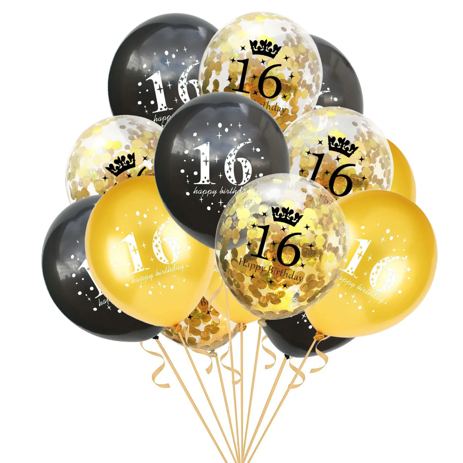 15 шт. 12 дюймов 16 18 30 40 50 60 лет конфетти-блестки набор воздушных шаров для взрослых День рождения украшения - Цвет: 16-16