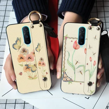 

Wrist Strap Phone Case For OPPO R9S R11 R11S Plus Rose Neck Lanyard Holder TPU Shell Cover For OPPO Find X R15 R17 Pro