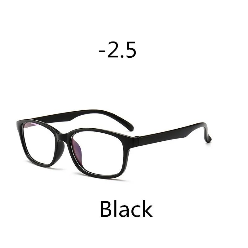 Elbru, классическая черная квадратная оправа, очки для близорукости, синие линзы, близорукие очки, очки по рецепту-1,0-1,25-4,0 - Цвет оправы: Black -250