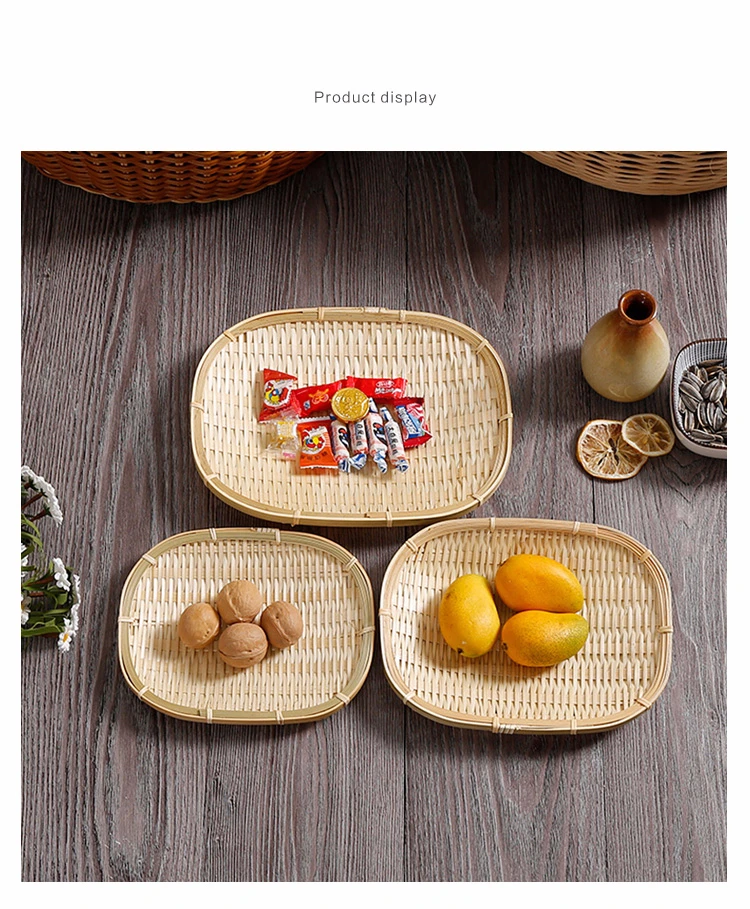 Ручной работы бамбуковая плетеная хранилище корзина для фруктов блюдо из ротанга хлеб еда пикника настенный органайзер японский стиль Panier Osier