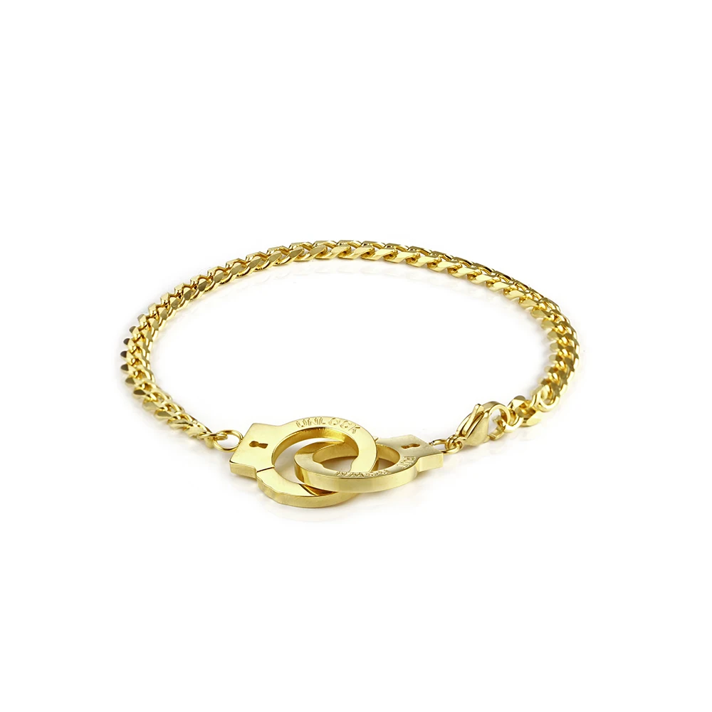 Браслет наручники из нержавеющей стали ювелирные изделия золото Ретро мужской пирсинг в форме наручников звено браслет Регулируемая цепь