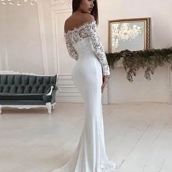 

Sexy Lace Long Sleeve Slash Neck V Neck Long Women Dress Prom Gown Party Dress Vestidos Autumn Maxi Dress Ropa Mujer Feminino