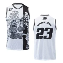 Quick-Drying Breathable Basketball Vest Men's Mesh Skeleton Skull Head 23 Ball Uniform Elastic Loose-Fit Sports Running Short Sl