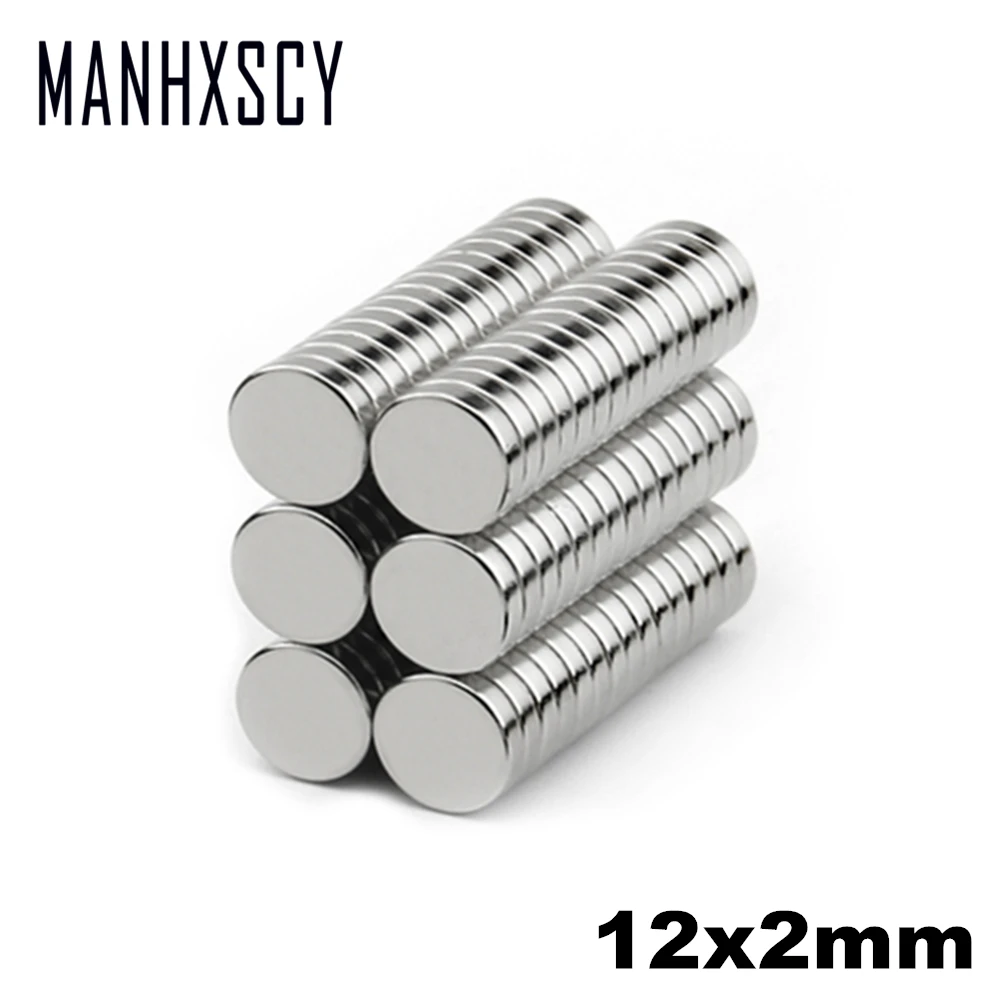 

100pcs Neodymium N35 Dia 12mm X 2mm Strong Magnets Tiny Disc NdFeB Rare Earth For Crafts Models Fridge Sticking magnet 12x2mm