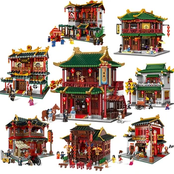 

XINGBAO city street view Chinatown building blocks teahouse restaurant store Ancient Chinese Architecture Model MOC bricks toys