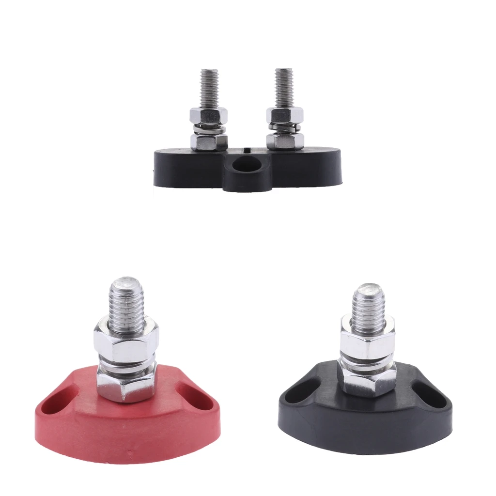 3Pieces Red & Black Junction Block Power Post Insulated Terminal Stud 6mm 3Pieces Red & Black Junction Block Power Post Insulated Terminal Stud 6mm