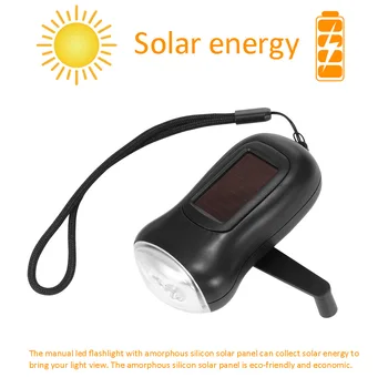 

Emergency Charger Flashlight Hand Crank Generator Wind Up Solar Dynamo Powered Charger 3 LED Manual Flashlight Household