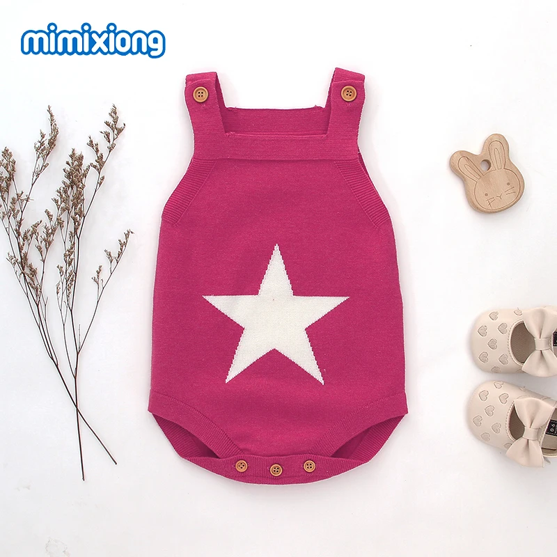 Baby Bodysuits Knitted Newborn Boys Girls Body Tops Five Star Infant Sleeveless Onesie Toddler Kids Jumpsuit Clothes 0-18Months
