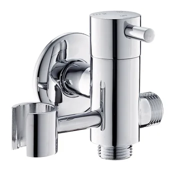 

1pc Brass Three Way Shower Faucet Toilet Sprayer 3 Way Shower Faucet Tee Connector Valve Tool (Silver)