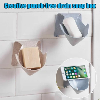

Punch-free Soap Box Drain Holder Wall Hanging Rack Tools for Bathroom Kitchen HUG-Deals