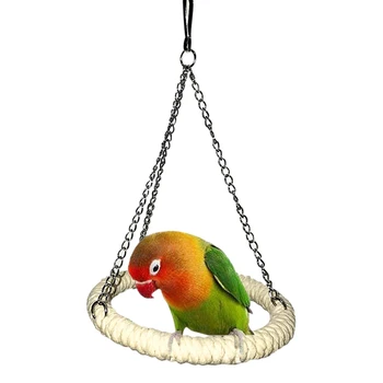 

Parrot Chewing Climbing Ring-perch Cotton Rope Swing Stand Rack Pet Bird for Cage