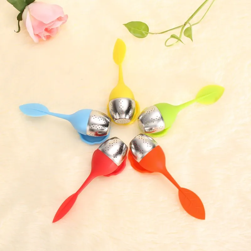 6-Colors-Silicone-Tea-Infuser-Reusable-Tea-Strainer-Sweet-Leaf-with-Drop-Tray-Novelty-Tea-Ball (2)