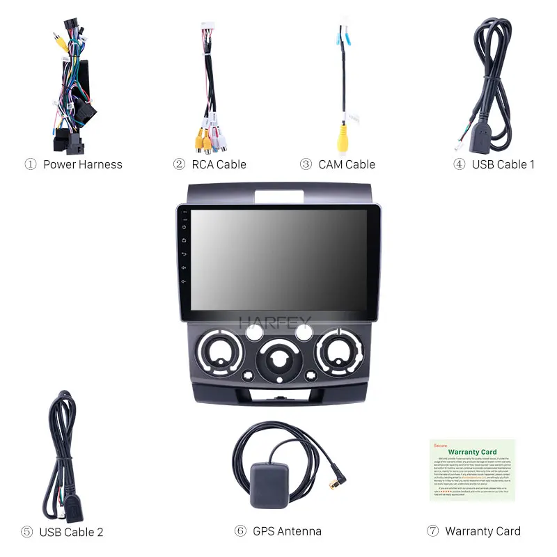 Sale Harfey Car Multimedia Player 9" Android 8.1 GPS Radio for 2006-2010 Ford Everest/Ranger Mazda BT-50 Stereo support Carplay TPMS 3