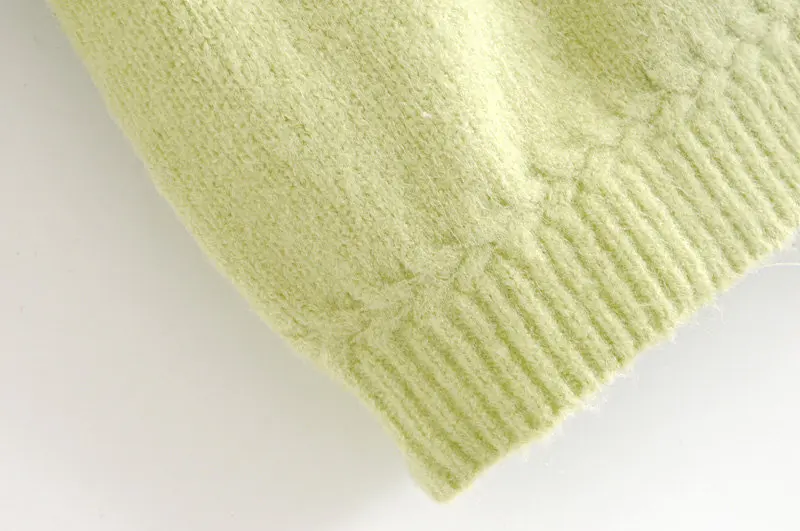Bazaleas Винтажный Зеленый писташковый высококачественный хлопковый женский свитер с v-образным вырезом на пуговицах harajuku Kintted Carfigans Повседневная Прямая