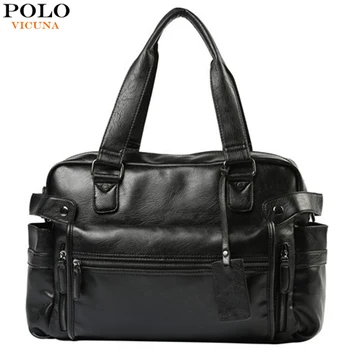 

VICUNA POLO Large Capacity Leather Travel Bag For Man Solid Soft Leather Mens Tote Handbag Crossbody Shoulder Bags Man Handbag