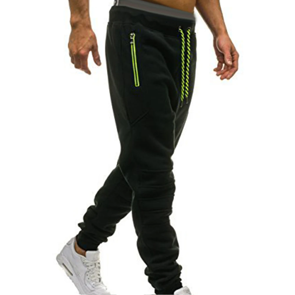 Мужские спортивные штаны для бега с карманом на молнии, цветные подходящие спортивные брюки для тренировок, эластичные брюки для бега, спортзала