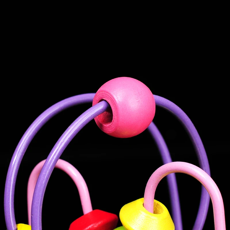 Free shipping infant wooden toys educational diy toys color cartoon of mini round bead 5