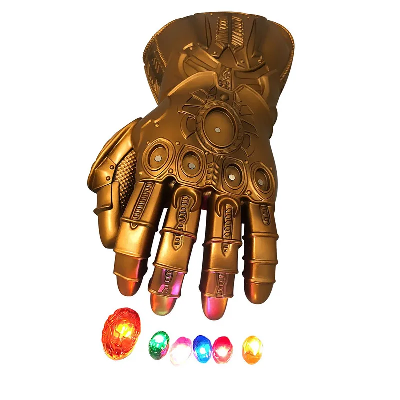 

New Iron Man Avengers Marvel Superhero Endgame Infinity Gauntlet Cosplay Gloves Avengers Thanos Gemstone Mobile LED Glove Toy