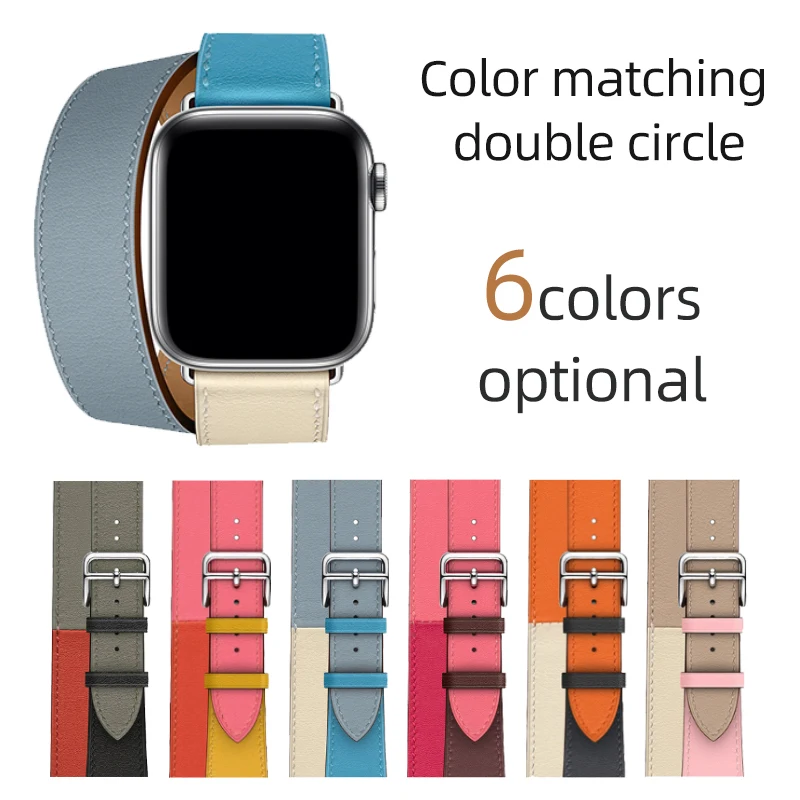

For Apple Watch Band 5 4 3 2 1 Herm Printed Genuine Leather iWatch Bracelet Strap Bands for Apple Watch Band 44mm 40mm 42mm 38mm