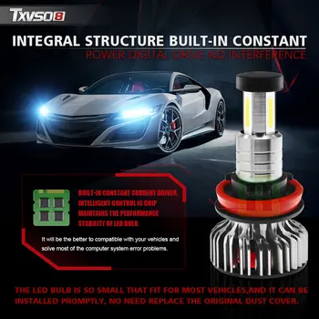 

1 Pair LED Headlight TXVSO8 X3 H8/H9/H11 Bulb Light 6000K 30000LM Lamp