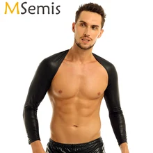 MSemis сексуальное Клубное Нижнее белье Мужчины искусственная кожа Топ Горячая сексуальная БДСМ бондаж мужчины гей-Фетиш кожа нагрудный ремень полые руки теплые