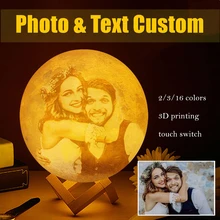 Индивидуальные личности 3D печать Луны светильник 10/12/15/18/20 см лунный зарядка через usb ночной Светильник Touch/Дистанционное 2/16 Цвета луна светильник