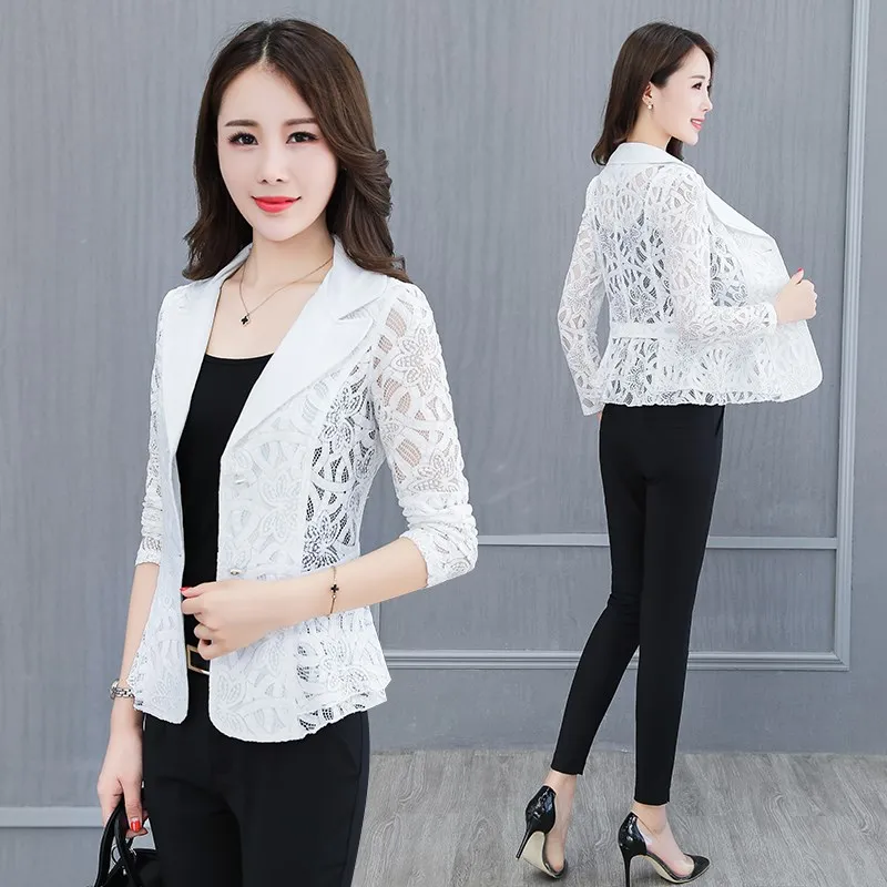 Lace Blazer Women Plus Size 4xl Fashion Thin Small Suit Jacket Women Blazer Mujer Office Blazer - Blazers - AliExpress