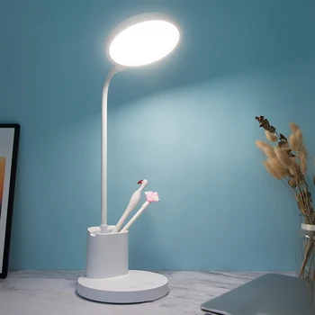 

With Pen Holder Stepless Dimming USB Rechargeable Bedroom Eye Caring Battery Powered LED Desk Lamp Gooseneck 3 Lighting Modes
