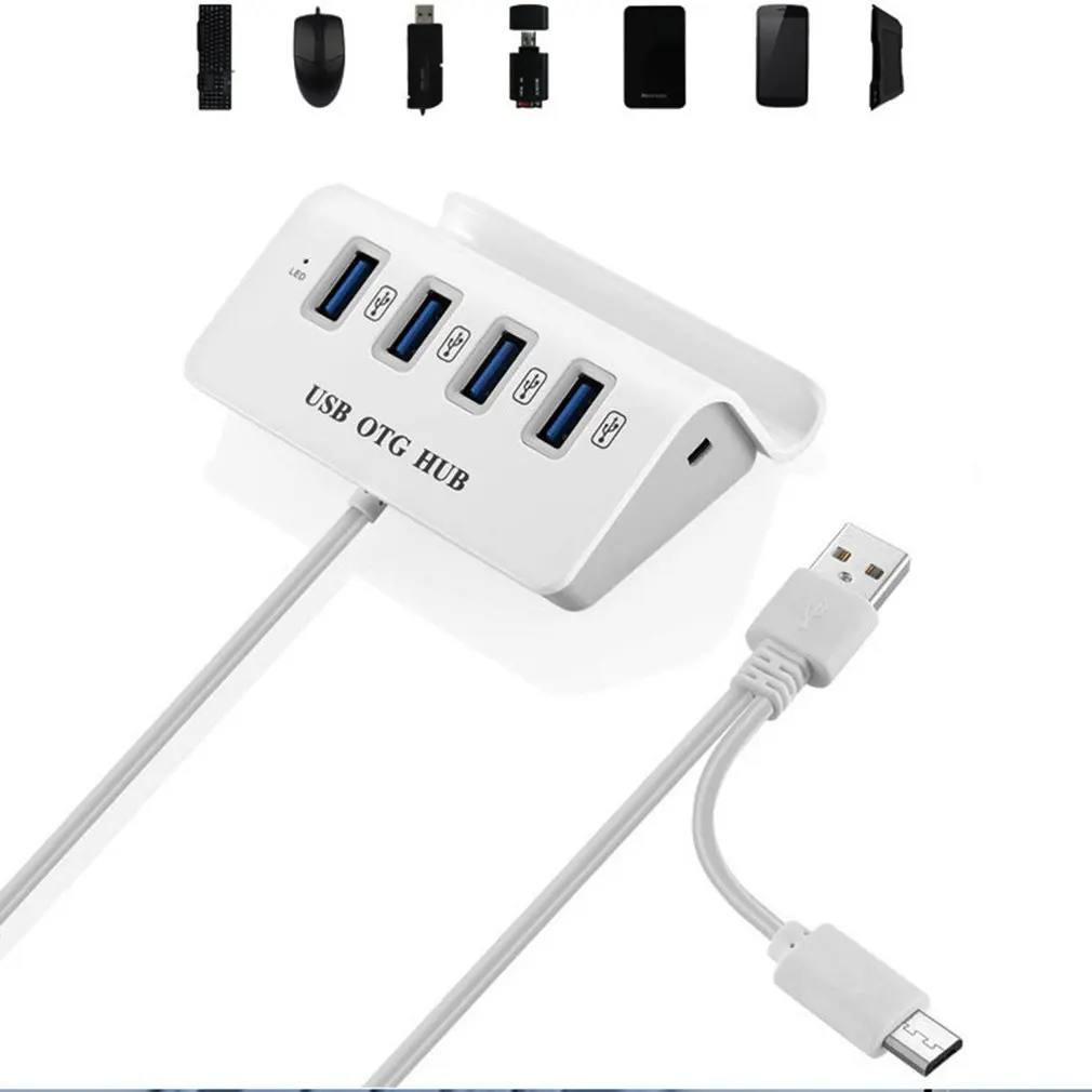 USB OTG концентратор 4 порта Micro USB3.0 концентратор адаптер OTG кабель сплиттер конвертер Android type-C адаптер с держателем смартфона