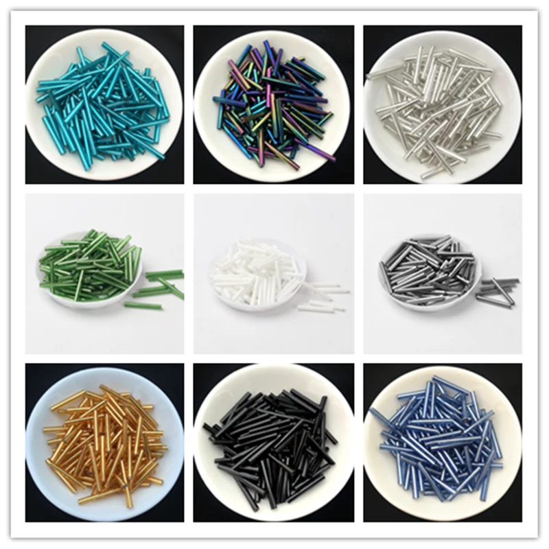 2.5*20mm Long Size Glass Seed Bugle Beads Tube 100Pcs/Bag for Jewelry Garment DIY Bracelet Craft Accessories