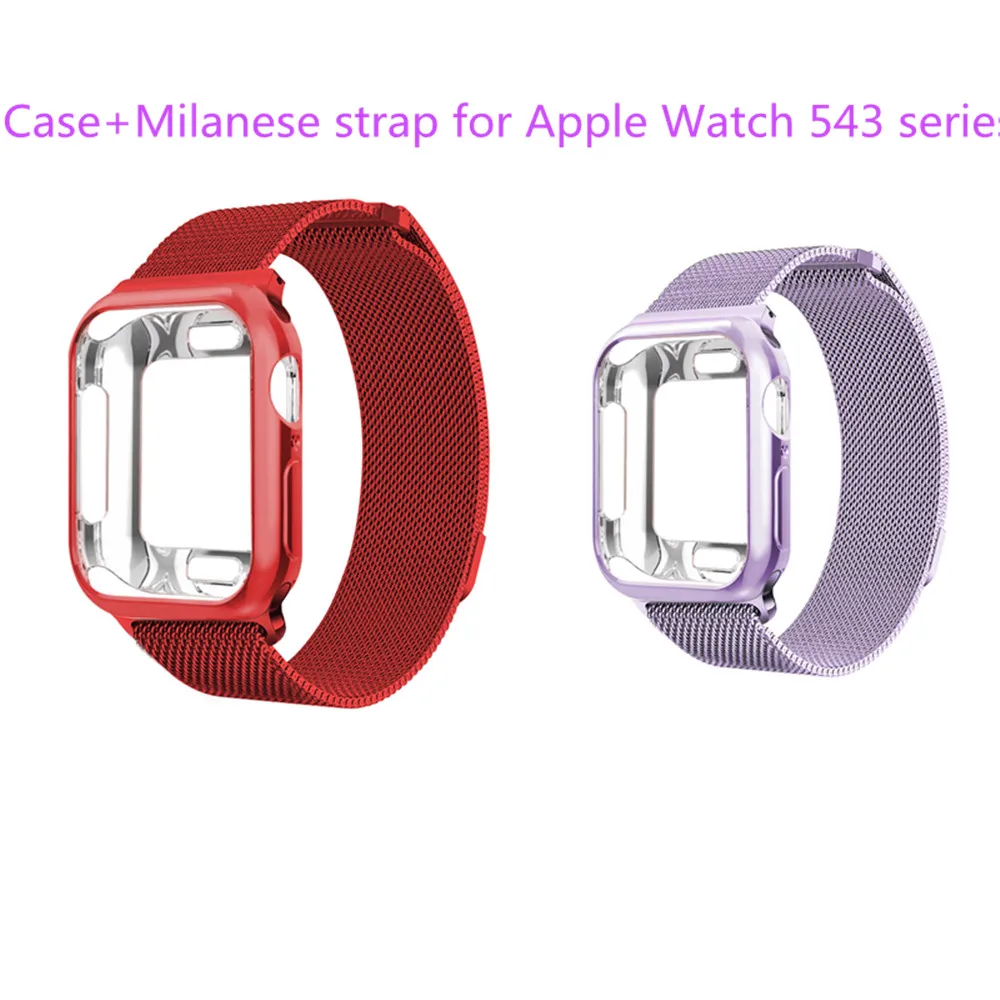 Чехол + Миланская петля для Apple Watch band 44 мм iWatch Milanese 42 watch 5 4 3 correa 38 40 pulseira ремешок