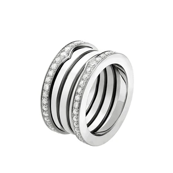 

2020 New High Quality Fashion Bulgarian Spiral Signature Round Zircon Spring Charm Ring, Luxury Jewelry Birthday Gift For Ladies