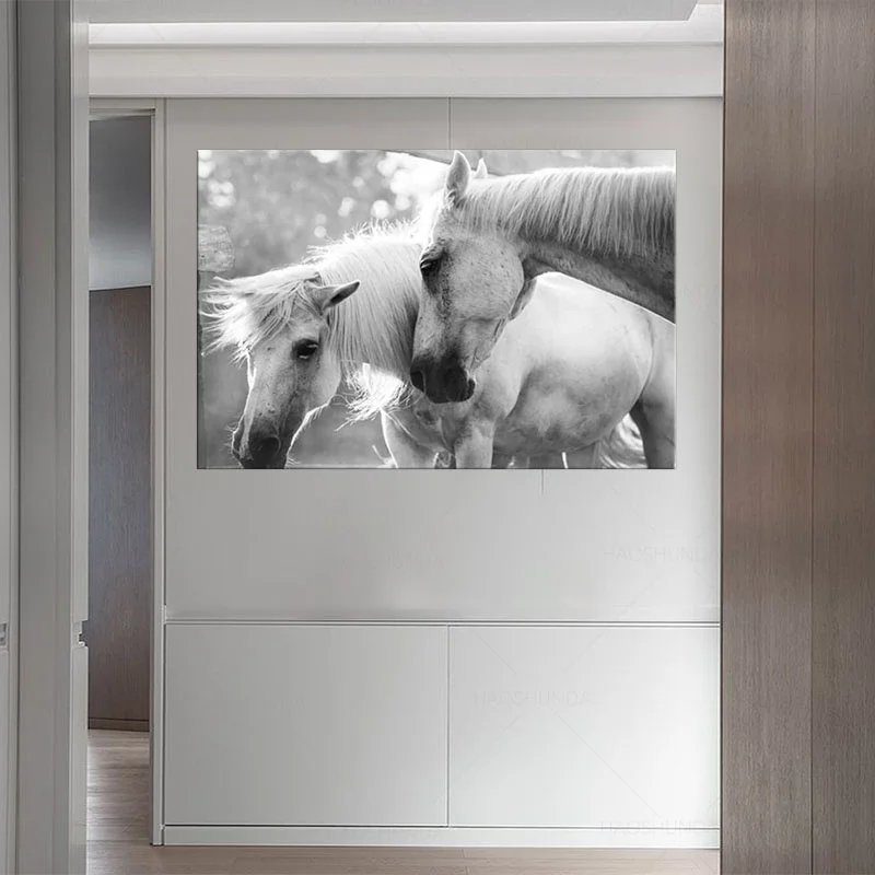 WhiteHorsesPictureWallArtAnimalPaintingPrintonCanvasCouple