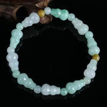 

Natural Jadeite Engraving Gourd Beads Elastic Bracelet Charm Jewellery Fashion Hand Knitted Man Woman Luck Gifts Amulet AAAA