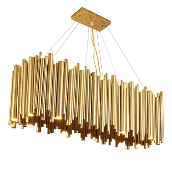 

Post Modern Pendant Light Creative Accordion Design Arts Aluminum Tube Plating Luxury G9 LED Light Bedroom Living Room Restauran