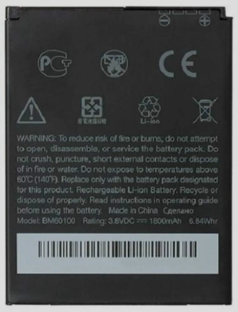 Аккумулятор 1800 мАч для HTC Desire 400 500 600 Dual SIM 609d 5088 5060 C525c C525E T528 T606W T608T BM60100/BO47100 |