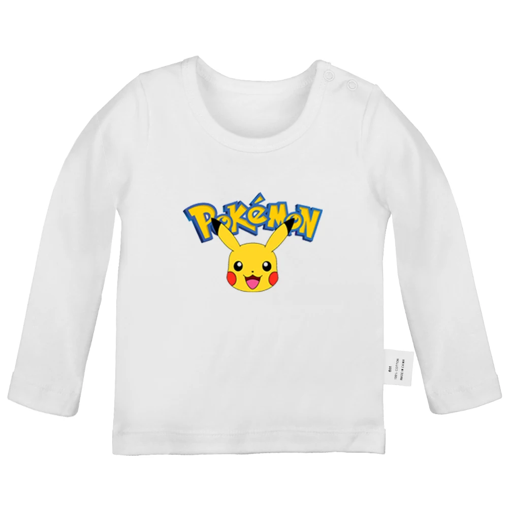 JcBabyYW582C Милый веселый покебол PIKACHU с рисунком из мультфильма «Покемон»; футболки для новорожденных; однотонные футболки с длинными рукавами для малышей - Цвет: JcBabyYW582C