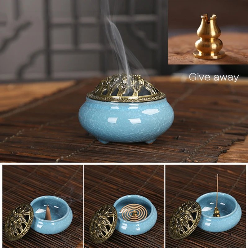 

Portable Home Decoration for Incense Black Glaze Disc Censer Ceramic Buddhism Yoga Incense Burner Incense Seat Indoor Household