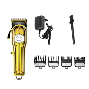

Adjustable Cutter Head Rechargeable Electric Clippers Km-1976 Professional Noise Reduction Haircut Golden