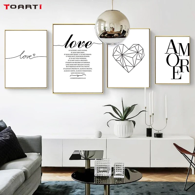 

Modern Love Quote Prints Posters Motivational Letters Canvas Painting Minimalist Heart Wall Pictures For Living Room Home Decor