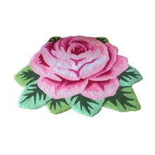 Soft Bedroom Decorative 3D Handmade Rose Shape Carpet Non Slip Washable Home Easy Clean Polyester Area Rug Floor Mat Living Room
