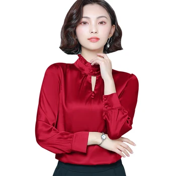 

Korean Chiffon Blouse Women Shirts Fashion Stand Collar Long Sleeve Womens Tops and Blouses Plus Size Women Blouses Blusas Mujer