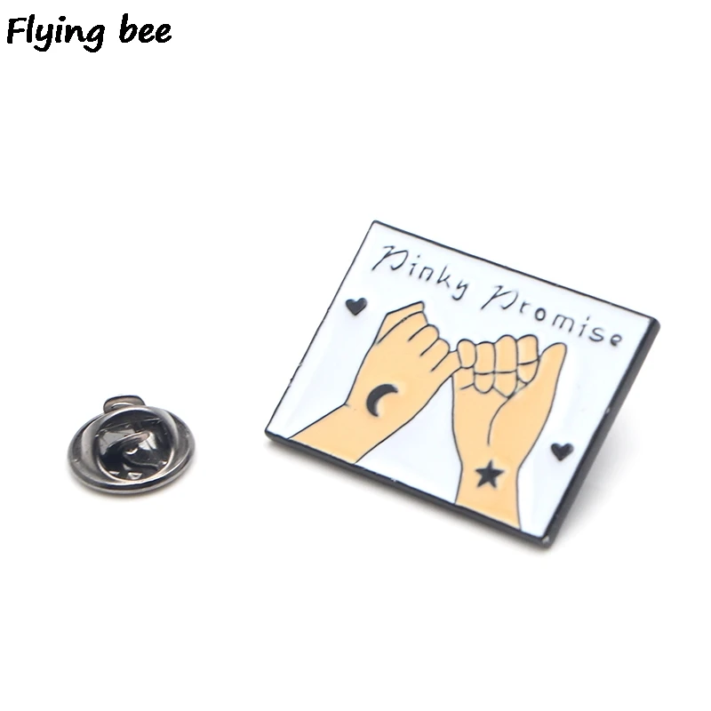 20 шт./партия Flyingbee обещание на мизинцах дружба Эмаль Булавка мультфильм шпильки для брошей Значки для джинсовой блузки подарки другу X0154