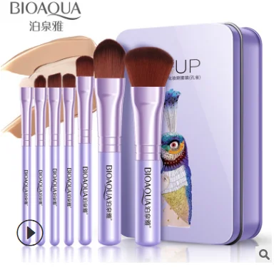 purple BIOAOUA набор тонких кистей для макияжа, основа для губ, Кисть для макияжа, не питается пудрой, набор инструментов для макияжа - Handle Color: purple