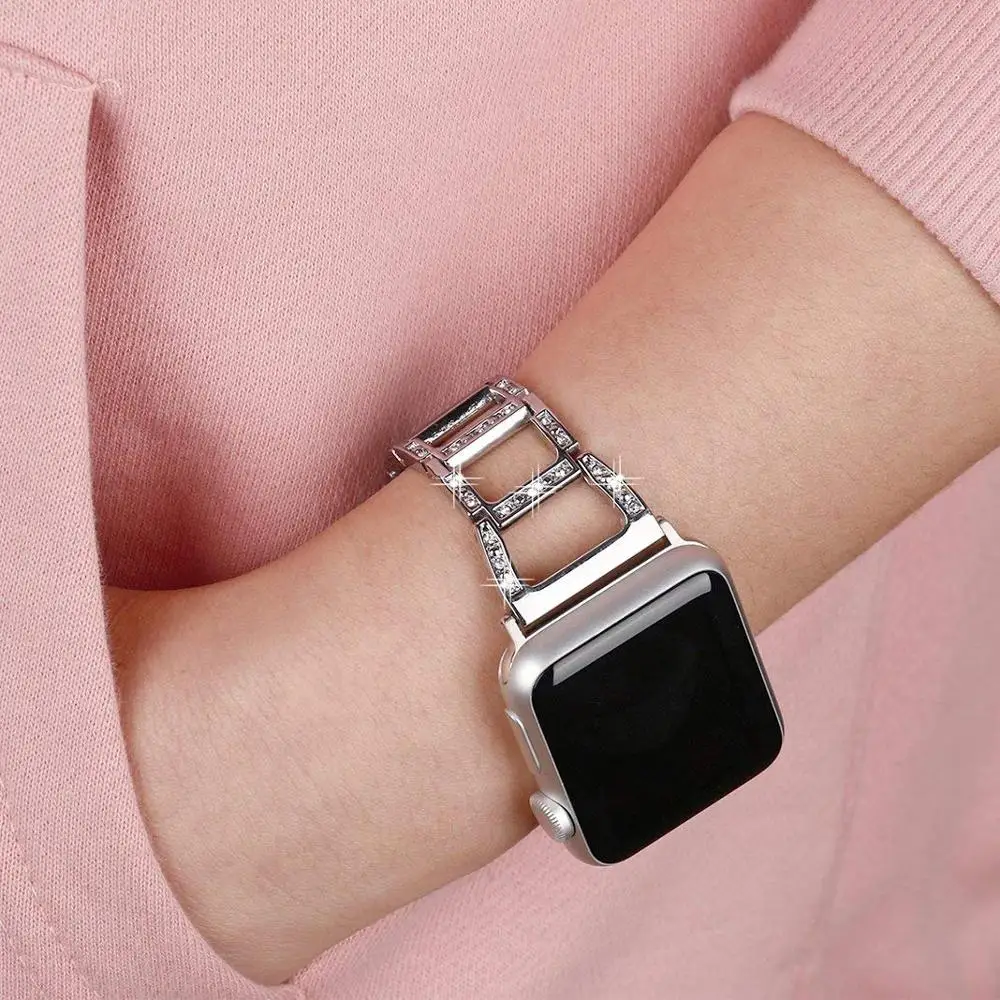 Алмазный ремешок для часов iWatch серии 5 4 3 2 Лучший браслет из нержавеющей стали ремешок для Apple watch 38 мм 42 мм 40 мм 44 мм для женщин