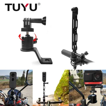 

TUYU Motorcycle Bike Camera Holder Handlebar Mirror Mount Bracket 1/4 Metal Stand For GoPro MAX insta 360X/R Cameras Accessory