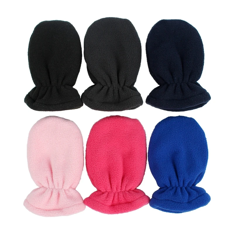 Baby Boys Girls Gloves Winter Plush Velvet Warm Mittens Children Kids Lined Fleece Thicken Gloves Baby Anti Scratching